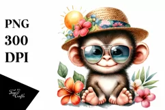 Colorful Cute Baby Monkey with Sunglasses | Clipart Product Image 1
