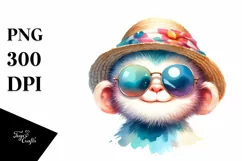 Colorful Cute Baby Monkey with Sunglasses | Clipart Product Image 3