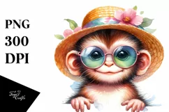 Colorful Cute Baby Monkey with Sunglasses | Clipart Product Image 3