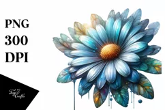 Detailed Glossy Daisy Watercolor Splash Sublimation Clipart Product Image 1