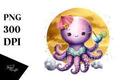 Octopus Wearing Beachwear, Transparent PNG Product Image 1