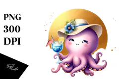 Octopus Wearing Beachwear, Transparent PNG Product Image 1