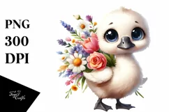 Baby Swan Flower Bouquet Clipart Product Image 1