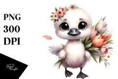 Baby Swan Flower Bouquet Clipart Product Image 3