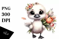 Baby Swan Flower Bouquet Clipart Product Image 3