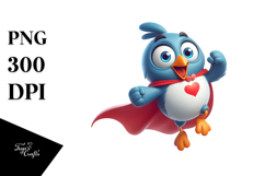Playful Bird with Superhero Cape PNG Product Image 1
