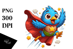 Playful Bird with Superhero Cape PNG Product Image 1