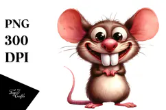 Watercolor Standing Mouse with Goofy Smile | Clipart Product Image 1
