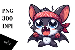 Goofy Cartoon Bat with Bandana PNG Product Image 1