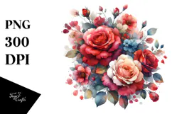 Colorful Red Roses PNG Product Image 1