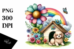 Dog House, Large Flower, Striking Rainbow | Clipart Product Image 3