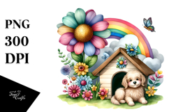 Dog House, Large Flower, Striking Rainbow | Clipart Product Image 1