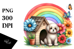 Watercolor DOG House | Large Flower Clipart Product Image 1