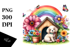 Watercolor DOG House | Large Flower Clipart Product Image 1