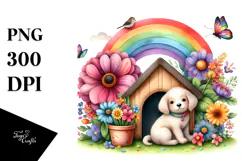 Watercolor DOG House | Large Flower Clipart Product Image 1