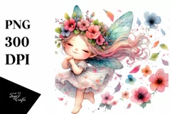Cute Fairy Tumbling with Flower Petals Sublimation Clipart Product Image 3