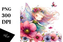Cute Fairy Tumbling with Flower Petals Sublimation Clipart Product Image 1