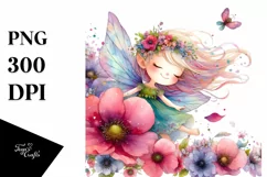 Cute Fairy Tumbling with Flower Petals Sublimation Clipart Product Image 1