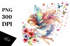 Cute Fairy Tumbling with Flower Petals Sublimation Clipart Product Image 3