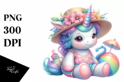 Baby Unicorn in Beach Suit | Sublimation | Clipart Product Image 1