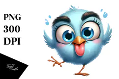 Cute Cartoon Bird with Sparkling Eyes PNG Product Image 1