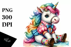 Colorful Baby Unicorn in Square Dancer's Outfit PNG Product Image 3