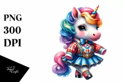 Colorful Baby Unicorn in Square Dancer's Outfit PNG Product Image 3