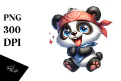 Goofy Panda with Bandana, Centered PNG Product Image 1