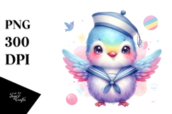 Cute Hummingbird Sailor Suit Watercolor | Clipart Product Image 1
