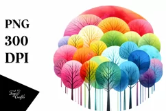 Colorful Rainbow Trees, Transparent PNG Product Image 1