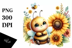 Cute Baby Bee, Sunflower |Clipart Product Image 3