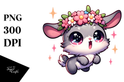 Cute Bunny with Flower Crown PNG Product Image 1