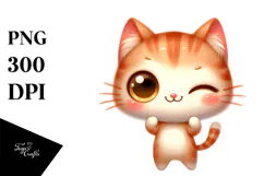 Exaggerated Cartoon Cat with Party Hat PNG Product Image 1