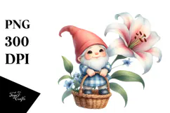 Cute Gnome Holding Lily, Transparent PNG Product Image 1