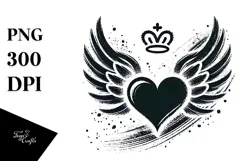 Heart with Wings and Crown PNG Product Image 1