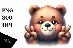 Funny Bear Victory Sign Watercolor Clipart Product Image 3