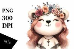 Vintage Funny Bear Watercolor Clipart Product Image 3