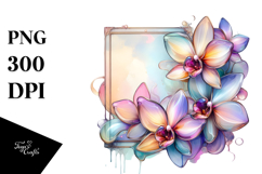 Abstract Orchid in Retro Frame, Transparent PNG Product Image 1