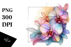 Abstract Orchid in Retro Frame, Transparent PNG Product Image 1