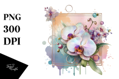 Abstract Orchid in Retro Frame, Transparent PNG Product Image 1