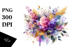 Vibrant Watercolor Abstract Bouquet with Gold Foil Product Image 1