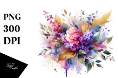 Vibrant Watercolor Abstract Bouquet with Gold Foil Product Image 1