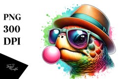 Quirky Turtle Portrait, Hat and Sunglasses |Clipart Product Image 3