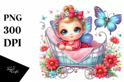Smiling Baby Butterfly with Cradle | Cute Colorful Clipart Product Image 3