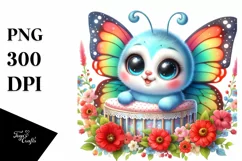 Smiling Baby Butterfly with Cradle | Cute Colorful Clipart Product Image 1