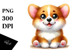 Watercolor Baby Corgi PNG Product Image 1