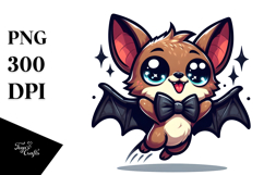 Cute Bat with Bow Tie, Vector Art PNG Product Image 1