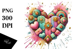 Colorful Wood Heart, Transparent PNG Product Image 1