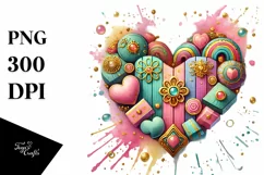 Colorful Wood Heart, Transparent PNG Product Image 1