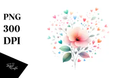 Simple Flower with Heart Petals PNG Product Image 1